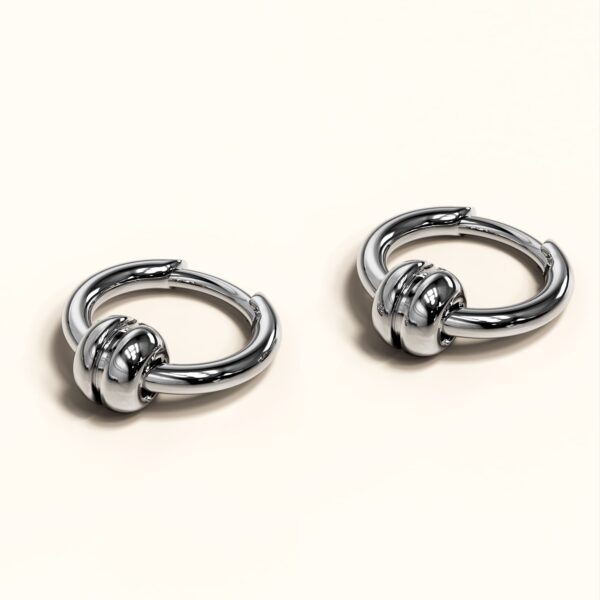 Klovi Round Bead White Gold Layered Earrings - Image 2