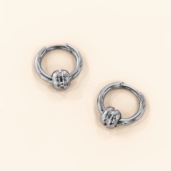 Klovi Round Bead White Gold Layered Earrings - Image 3