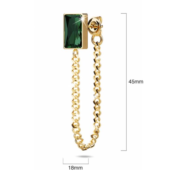Green Zircon Stud Gold Layered Earrings - Image 4