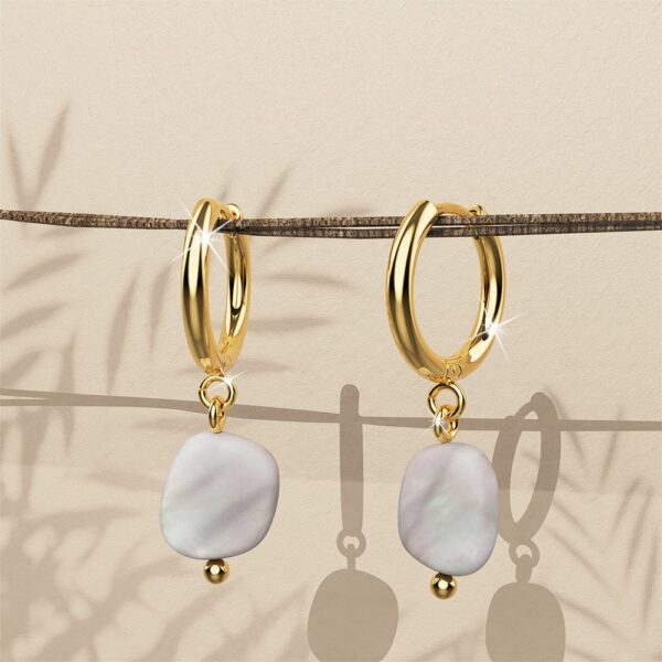 Queen Pearl Hoop Gold Layered Earrings - Image 2