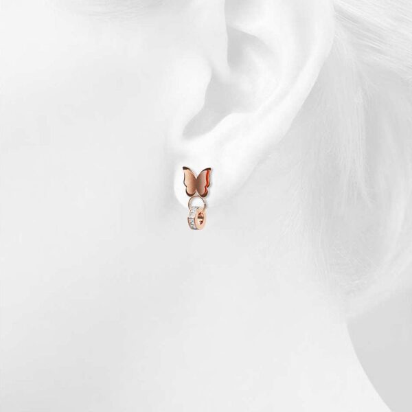 Butterfly Interlock Rose Gold Layered Earrings - Image 4
