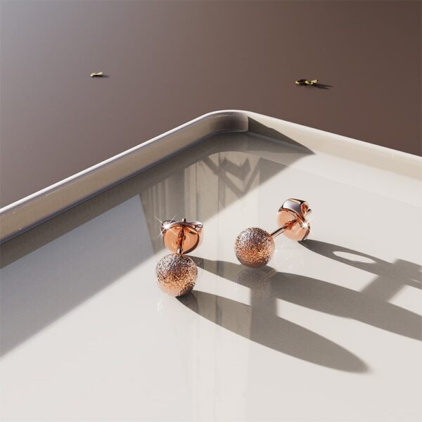 Shiny Ball Stud Rose Gold Layered Earrings - Image 4