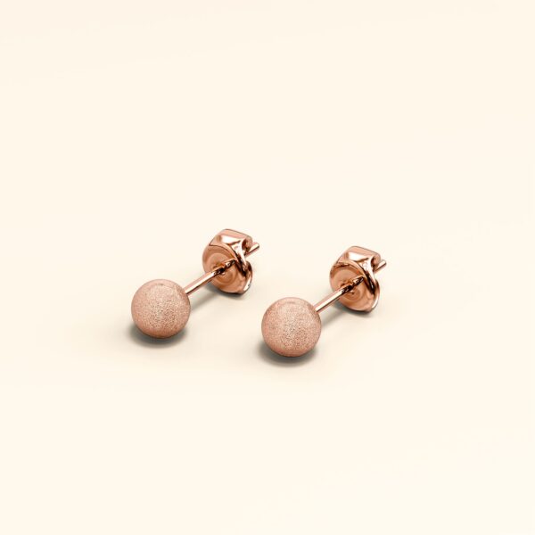 Shiny Ball Stud Rose Gold Layered Earrings - Image 3
