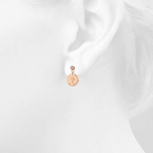 Coin Drop Rose Gold Layered Earrings - Image 5