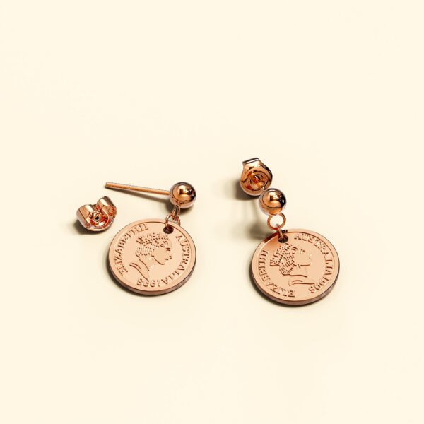 Coin Drop Rose Gold Layered Earrings - Image 3
