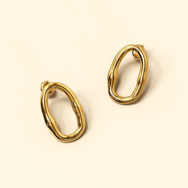 Ovalicious Stud Gold Layered Earrings - Image 2