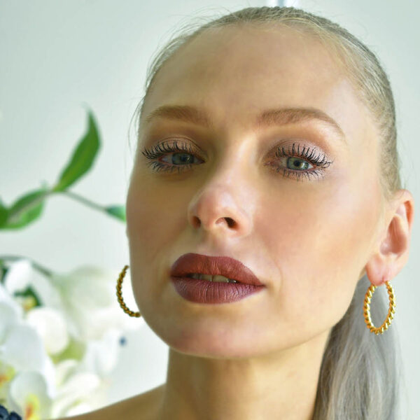 Intertwined Braid Hoop Gold Layered Earrings - Image 3