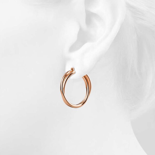 Subtle Hoop Rose Gold Layered Earrings - Image 7