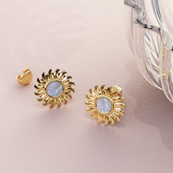 Shining Star Pearl Gold Layered Earrings 12mm - Image 3