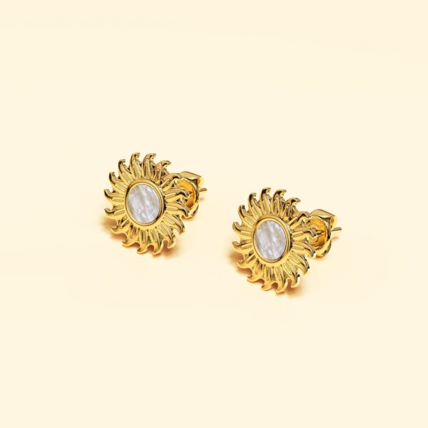 Shining Star Pearl Gold Layered Earrings 12mm - Image 2