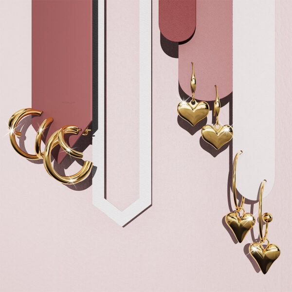 Diam Hoop Gold Layered Earrings - Image 6