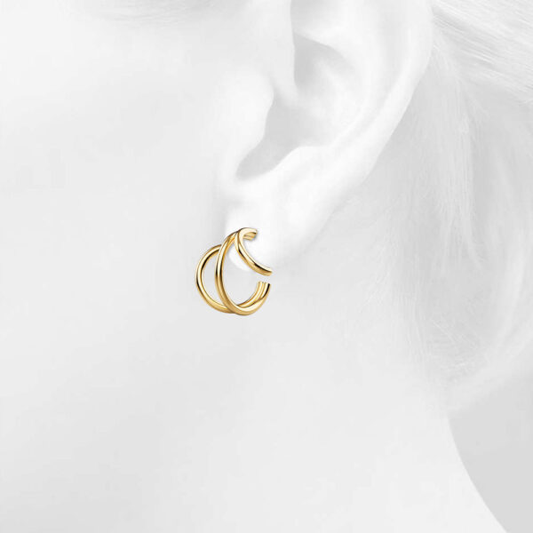 Diam Hoop Gold Layered Earrings - Image 5