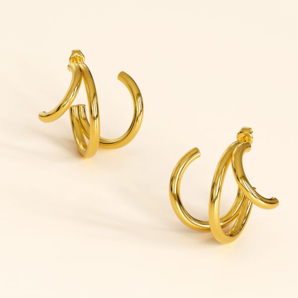 Diam Hoop Gold Layered Earrings - Image 2