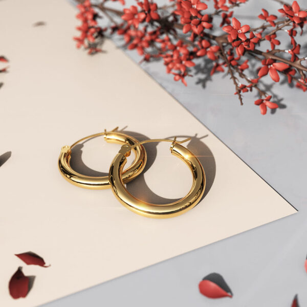 Luscious Hoop Gold Layered Earrings - Image 2