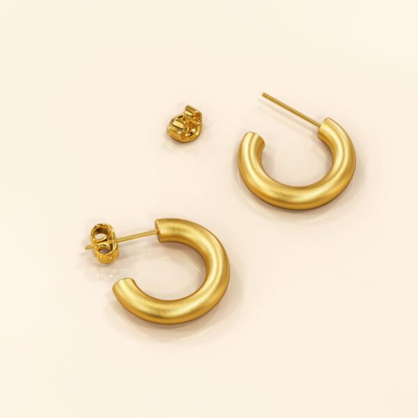 Solid C-Hoop Gold Layered Earrings - Image 2