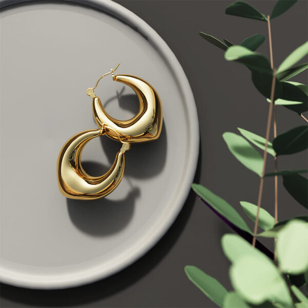 Dilan Solid Hoop Gold Earrings - Image 3
