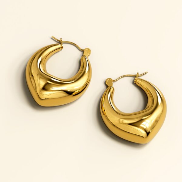 Dilan Solid Hoop Gold Earrings - Image 2