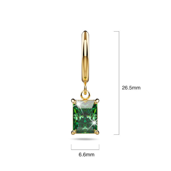 Faye Emerald Green Rectangular Drop Pendant Hoop Earrings - Image 4