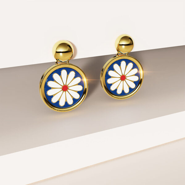 Bullion Blue Blossom Earrings in Gold - Image 2