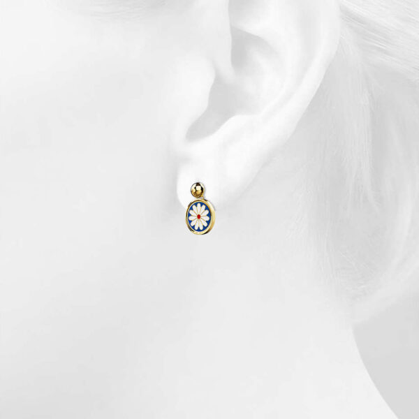 Bullion Blue Blossom Earrings in Gold - Image 3