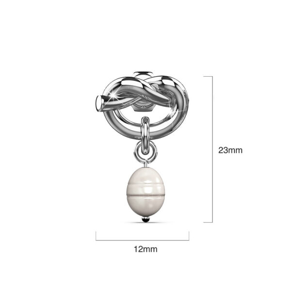 Forever Knot White Gold Layered Pearl Earrings - Image 5