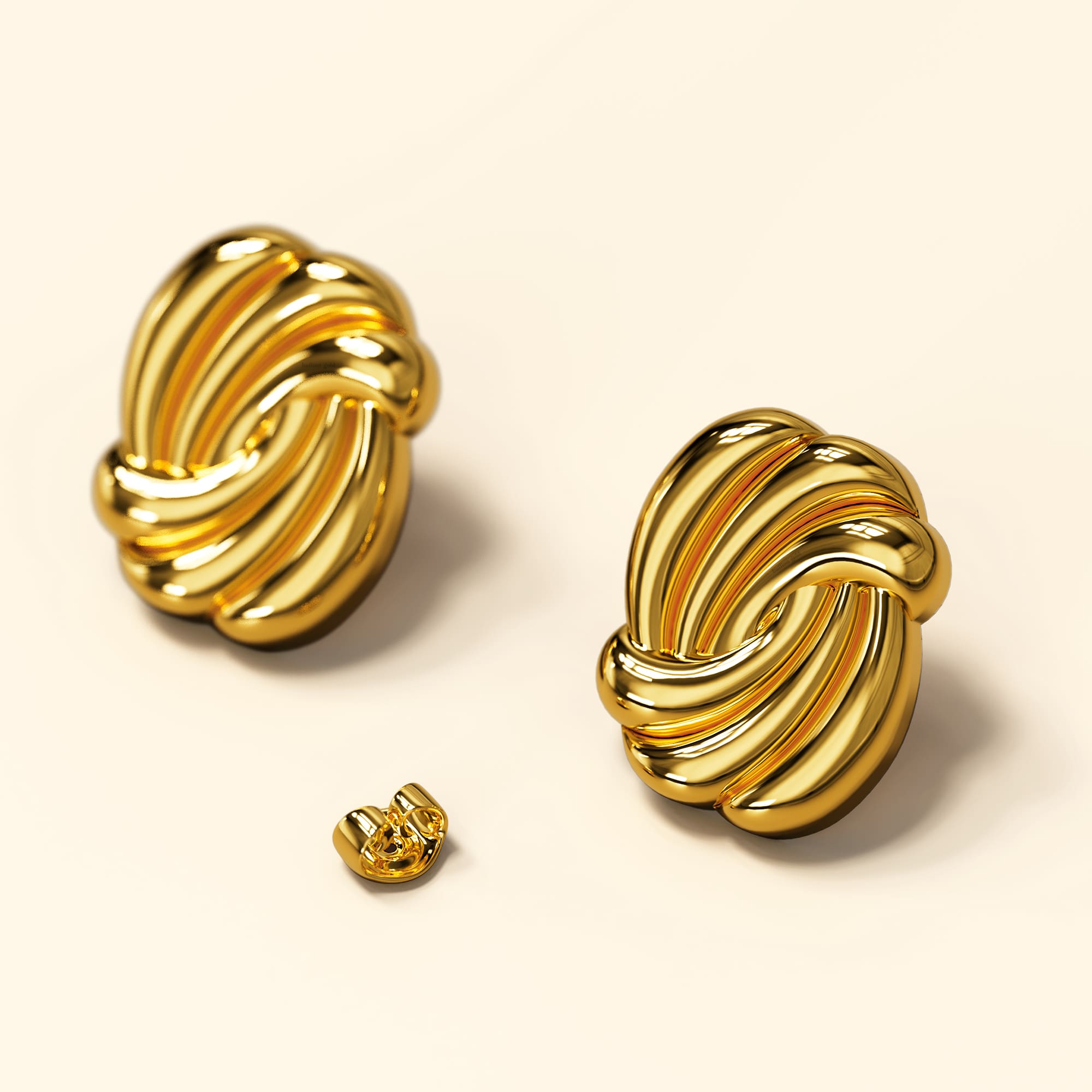Intertwined Gold layered Stud Earrings - Image 5
