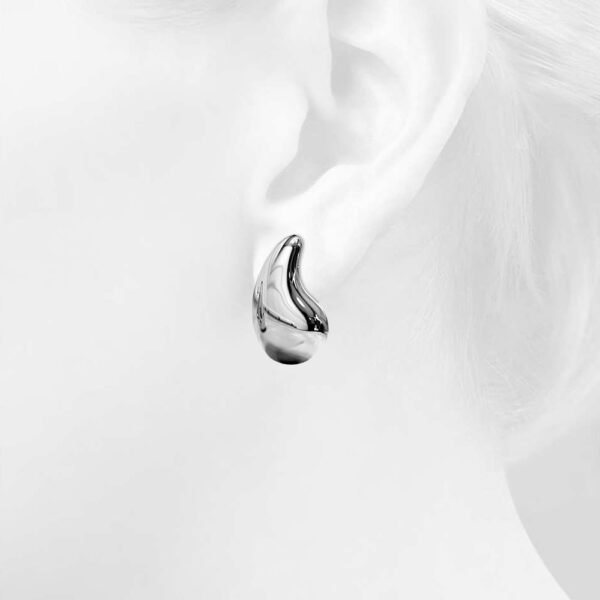 Raindrop White Gold layered Stud Earrings - Image 5