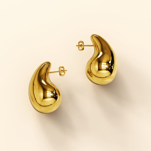 Raindrop Gold layered Stud Earrings - Image 2