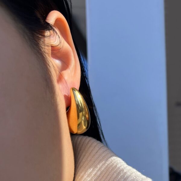 Raindrop Gold layered Stud Earrings - Image 3