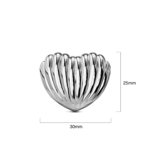 Ridged Heart White Gold layered Stud Earrings - Image 7