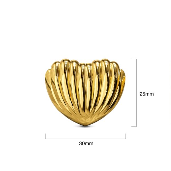 Ridged Heart Gold layered Stud Earrings - Image 7