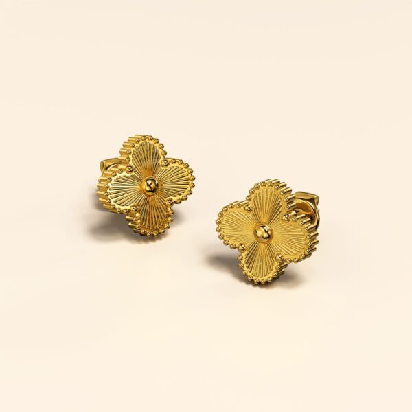 Golden Clover Stud Earrings - Image 2