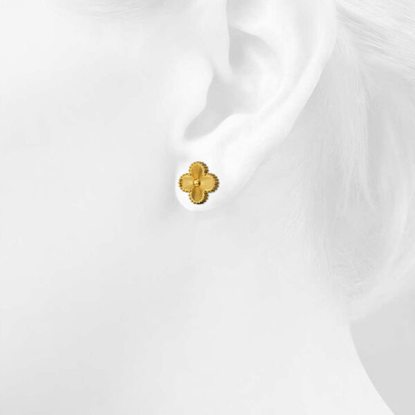 Golden Clover Stud Earrings - Image 3