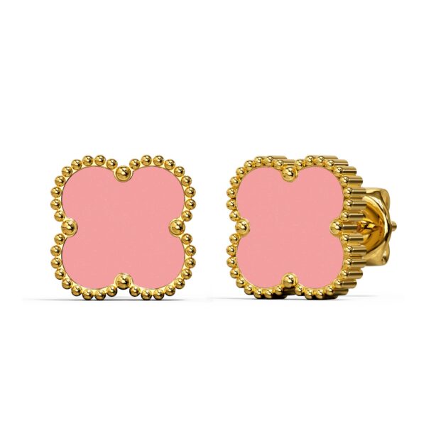 Pink Clover Stud Earrings