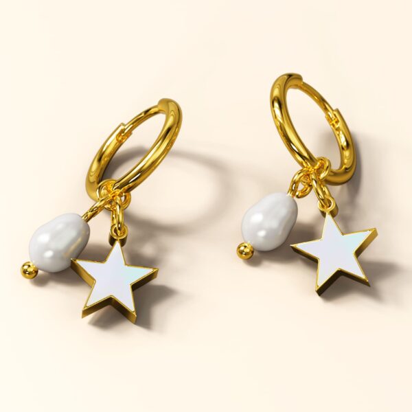 Star & Pearl Earrings - Image 2