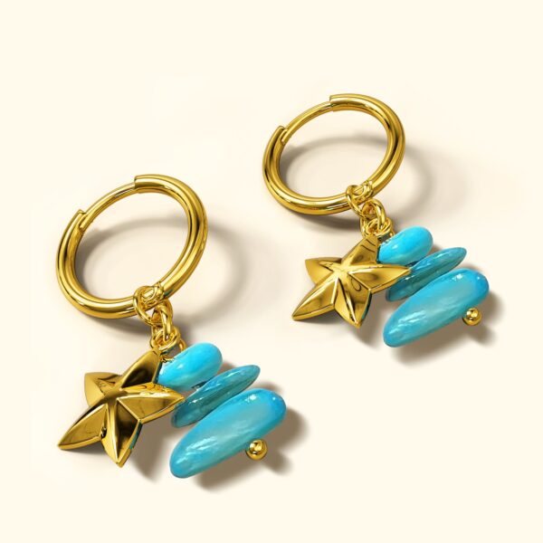 Turquoise Stone & Star Earrings - Image 2