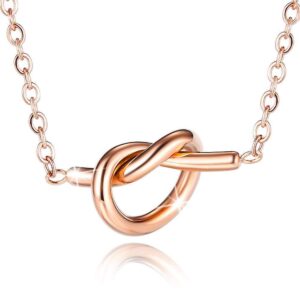 Single Knotted Tie Promise Necklace in Rose Gold Layered Steel Jewellery