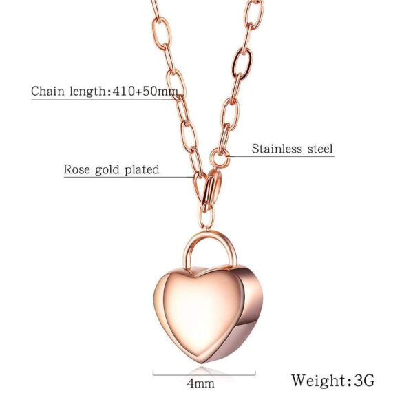 Heart Chest Case Pendant in Rose Gold Layered Steel Jewellery - Image 5
