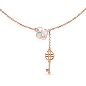 Flower pattern key & lock in Rose Gold Layered Steel Jewellery