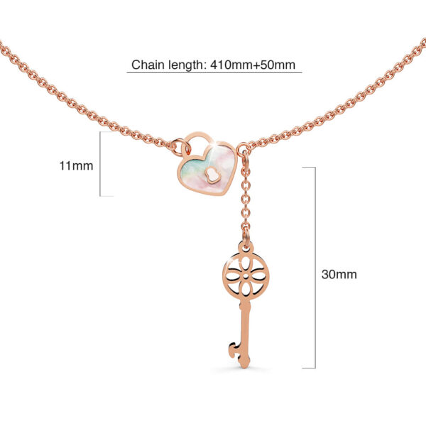 Flower pattern key & lock in Rose Gold Layered Steel Jewellery - Image 8