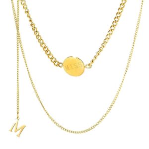 Multilayer 2 piece Miss M Necklace in Gold Layered Steel Jewellery