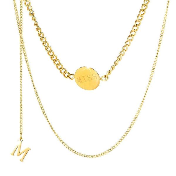 Multilayer 2 piece Miss M Necklace in Gold Layered Steel Jewellery