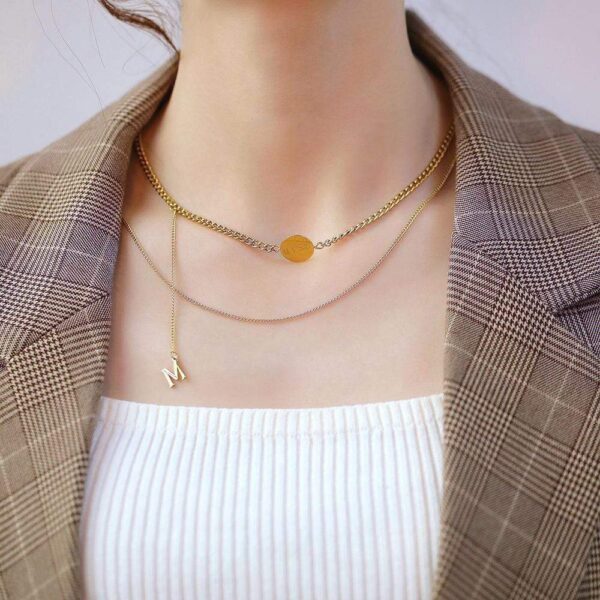 Multilayer 2 piece Miss M Necklace in Gold Layered Steel Jewellery - Image 4