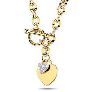 Diamond cut Belcher Chain T-lock Toggle Necklace in Gold Layered Steel Jewellery