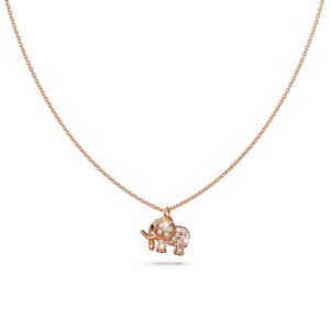 Lucky Elephant Necklace in Rose Gold Layered Stainless Steel