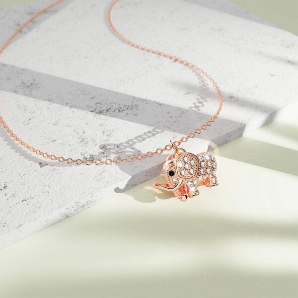 Lucky Elephant Necklace in Rose Gold Layered Stainless Steel - Image 2