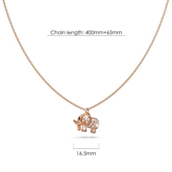 Lucky Elephant Necklace in Rose Gold Layered Stainless Steel - Image 3