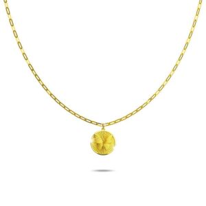 Butterfly Signet Medallion Pendant Chain Necklace in Gold Vermeil