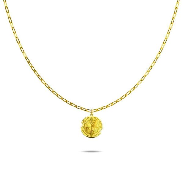 Butterfly Signet Medallion Pendant Chain Necklace in Gold Vermeil