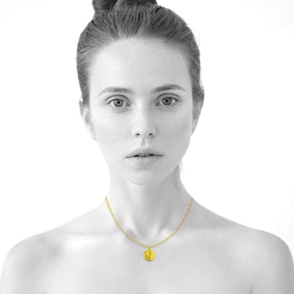Butterfly Signet Medallion Pendant Chain Necklace in Gold Vermeil - Image 3